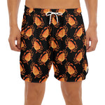Watercolor Crab Pattern Print Men's Split Running Shorts