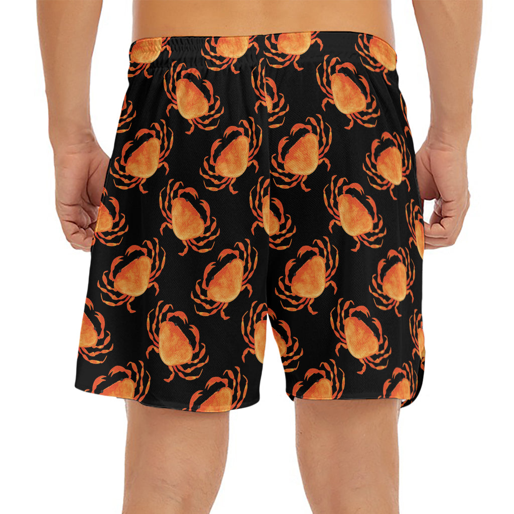 Watercolor Crab Pattern Print Men's Split Running Shorts