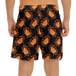 Watercolor Crab Pattern Print Men's Split Running Shorts