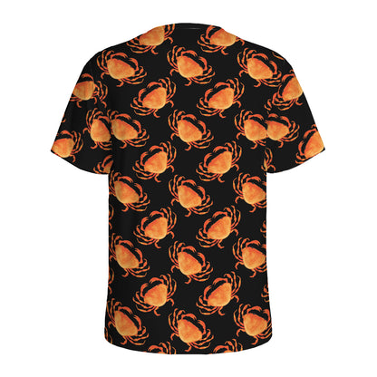 Watercolor Crab Pattern Print Men's Sports T-Shirt