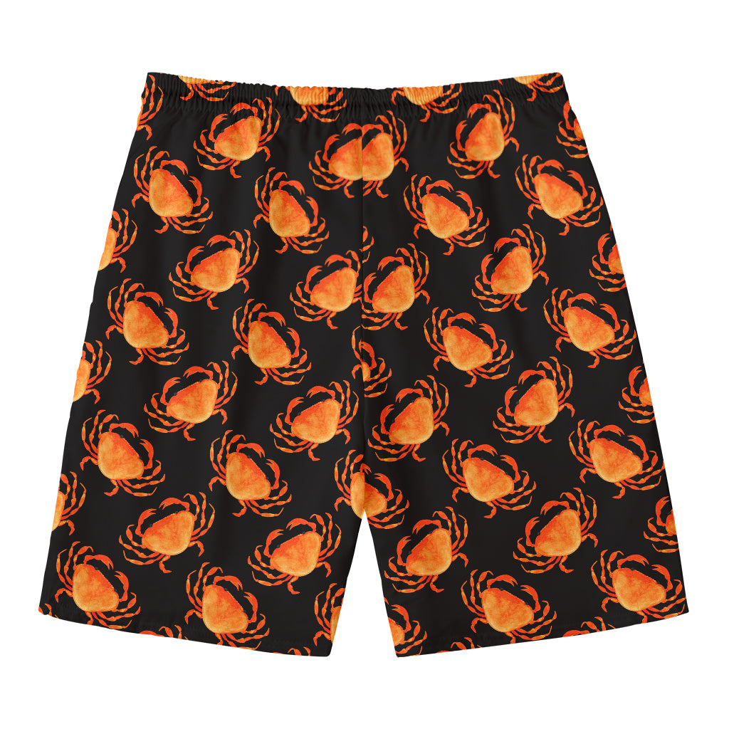 Watercolor Crab Pattern Print Men's Swim Trunks