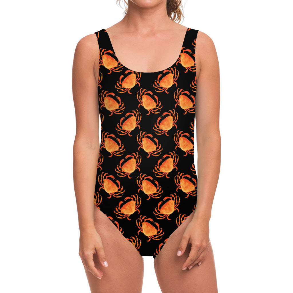 Watercolor Crab Pattern Print One Piece Swimsuit