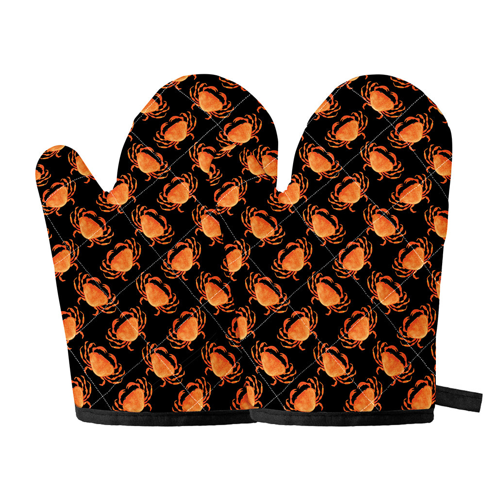 Watercolor Crab Pattern Print Oven Mitts