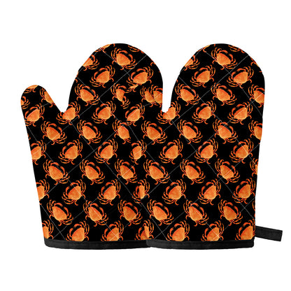 Watercolor Crab Pattern Print Oven Mitts