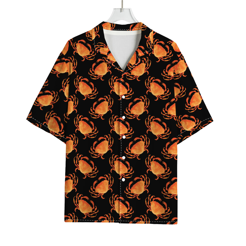 Watercolor Crab Pattern Print Rayon Hawaiian Shirt