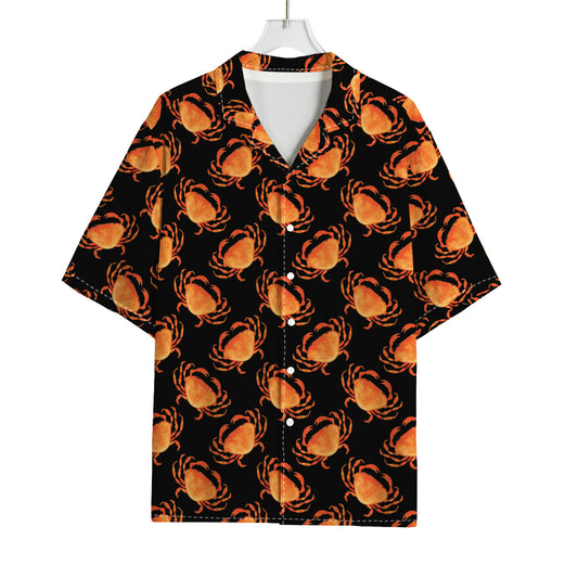 Watercolor Crab Pattern Print Rayon Hawaiian Shirt