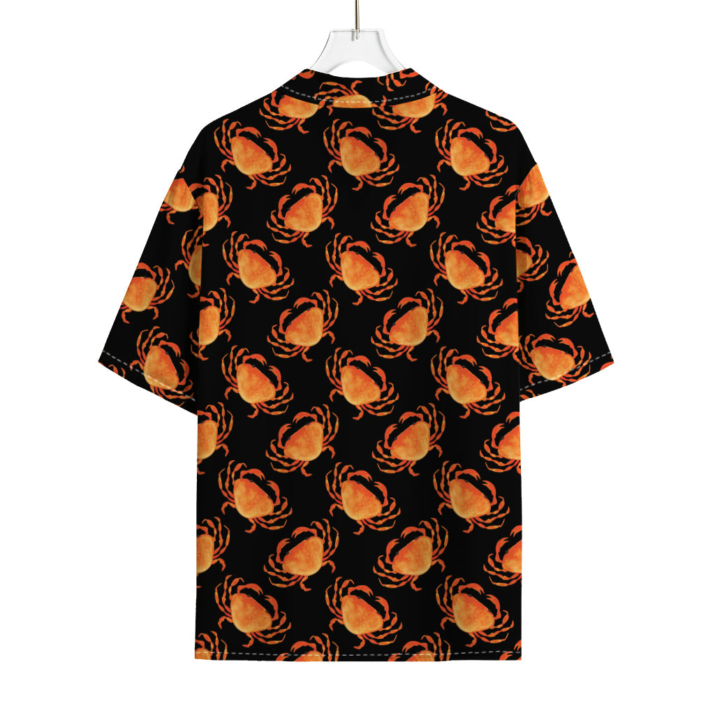 Watercolor Crab Pattern Print Rayon Hawaiian Shirt