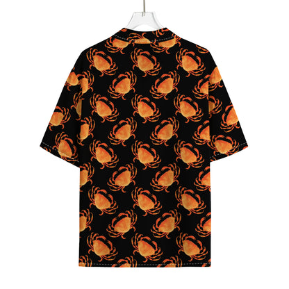 Watercolor Crab Pattern Print Rayon Hawaiian Shirt