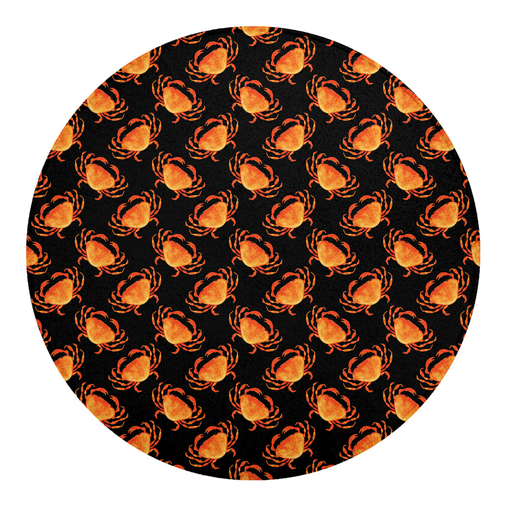 Watercolor Crab Pattern Print Round Blanket
