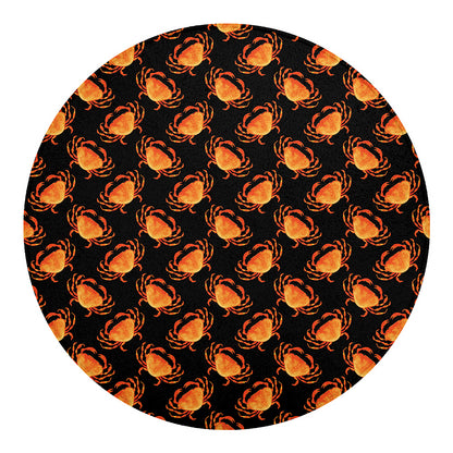 Watercolor Crab Pattern Print Round Blanket
