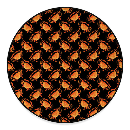 Watercolor Crab Pattern Print Round Floor Mat
