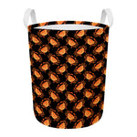 Watercolor Crab Pattern Print Round Laundry Basket