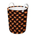 Watercolor Crab Pattern Print Round Laundry Basket
