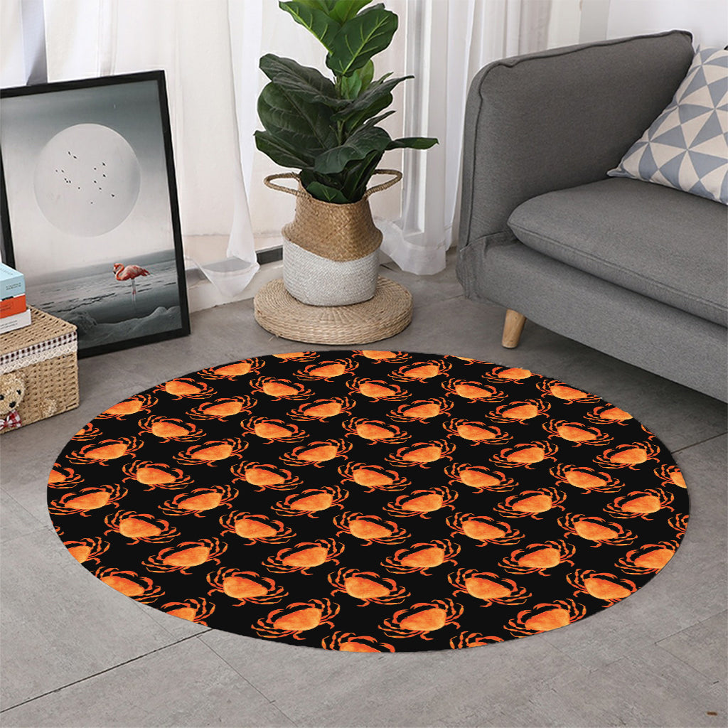 Watercolor Crab Pattern Print Round Rug