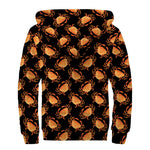 Watercolor Crab Pattern Print Sherpa Lined Zip Up Hoodie