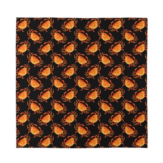 Watercolor Crab Pattern Print Silk Bandana