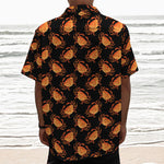 Watercolor Crab Pattern Print Textured Short Sleeve Shirt