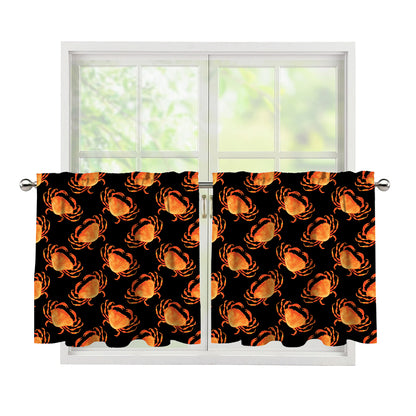 Watercolor Crab Pattern Print Tier Curtains