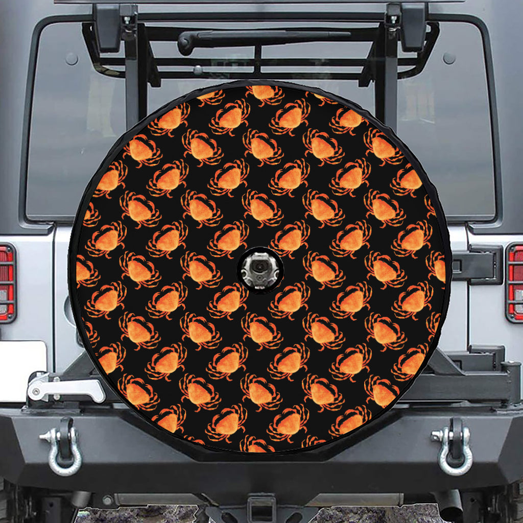 Watercolor Crab Pattern Print Tire Cover With Camera Hole