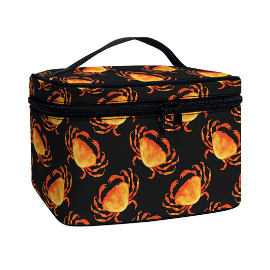 Watercolor Crab Pattern Print Travel Makeup Bag