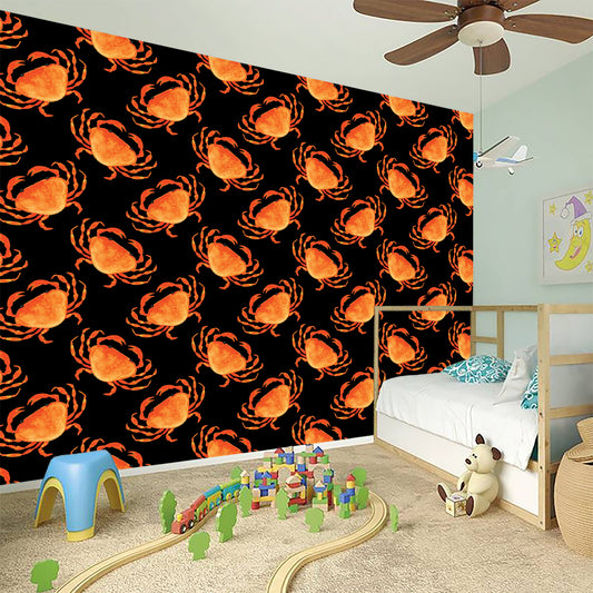 Watercolor Crab Pattern Print Wall Sticker