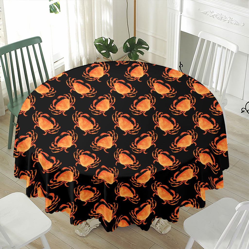 Watercolor Crab Pattern Print Waterproof Round Tablecloth