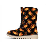 Watercolor Crab Pattern Print Winter Boots