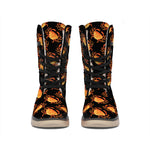 Watercolor Crab Pattern Print Winter Boots