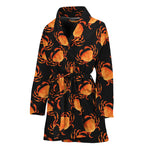Watercolor Crab Pattern Print Women's Bathrobe
