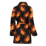 Watercolor Crab Pattern Print Women's Bathrobe