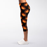 Watercolor Crab Pattern Print Women's Capri Leggings
