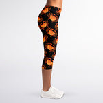 Watercolor Crab Pattern Print Women's Capri Leggings
