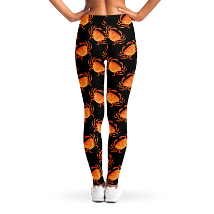 Watercolor Crab Pattern Print Women's Leggings