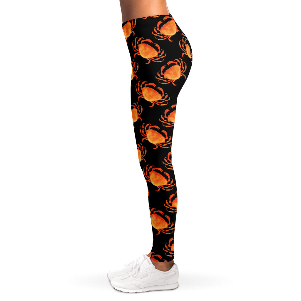 Watercolor Crab Pattern Print Women's Leggings