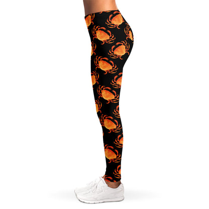 Watercolor Crab Pattern Print Women's Leggings