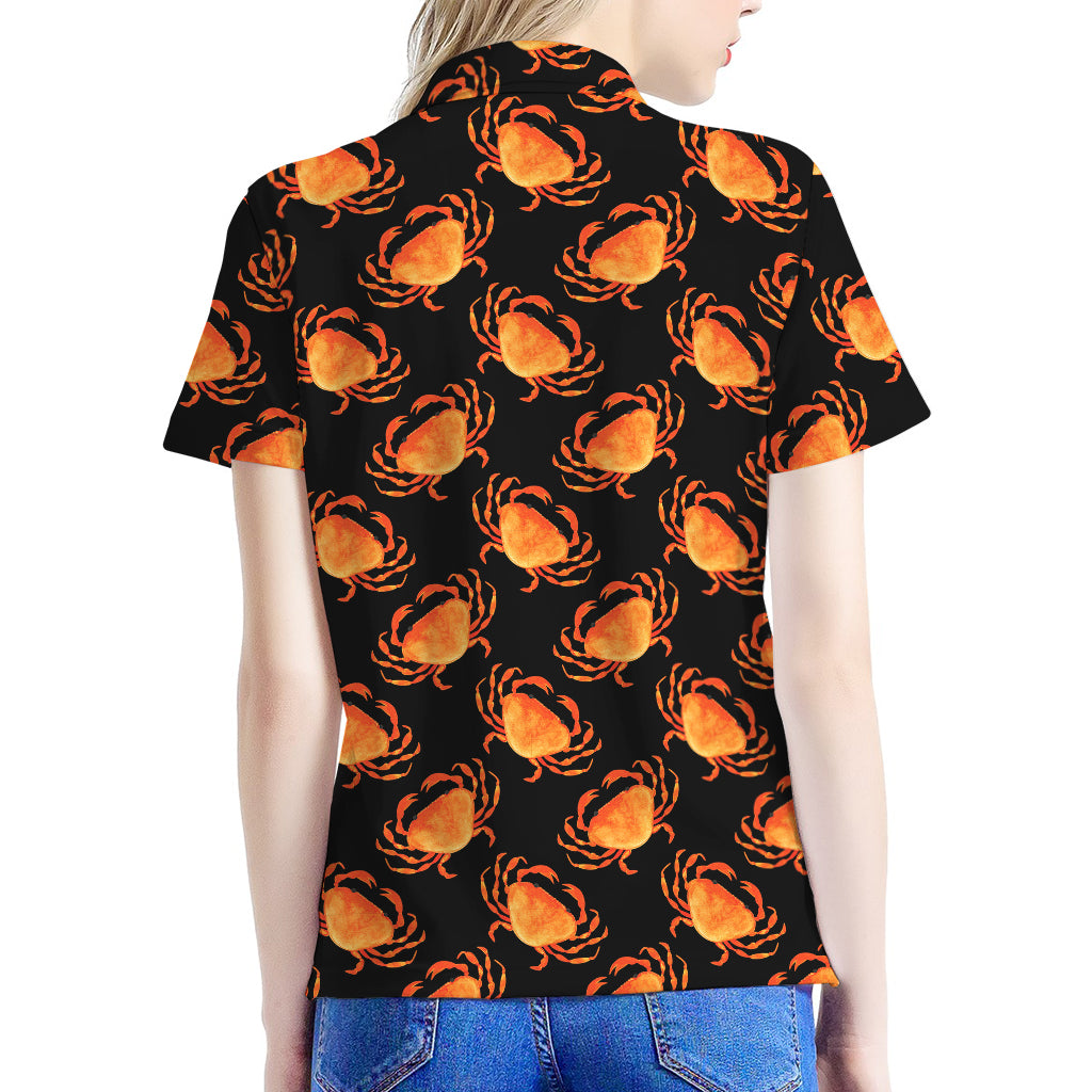 Watercolor Crab Pattern Print Women's Polo Shirt