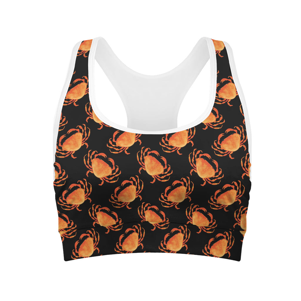 Watercolor Crab Pattern Print Women's Sports Bra