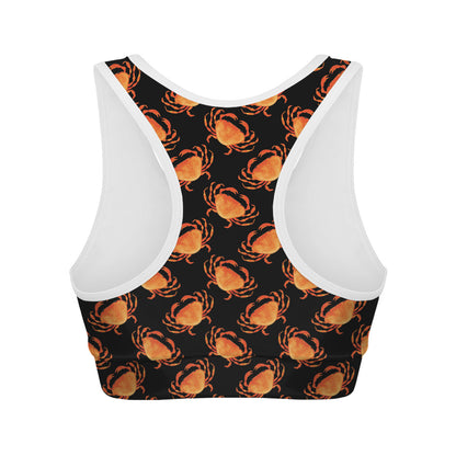 Watercolor Crab Pattern Print Women's Sports Bra