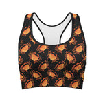 Watercolor Crab Pattern Print Women's Sports Bra