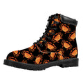Watercolor Crab Pattern Print Padded Collar Lace Up Boots