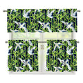 Watercolor Crane Bird Pattern Print 3 Piece Kitchen Curtains