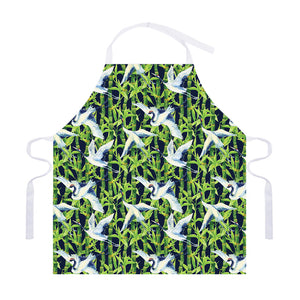 Watercolor Crane Bird Pattern Print Adjustable Apron