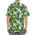 Watercolor Crane Bird Pattern Print Aloha Shirt