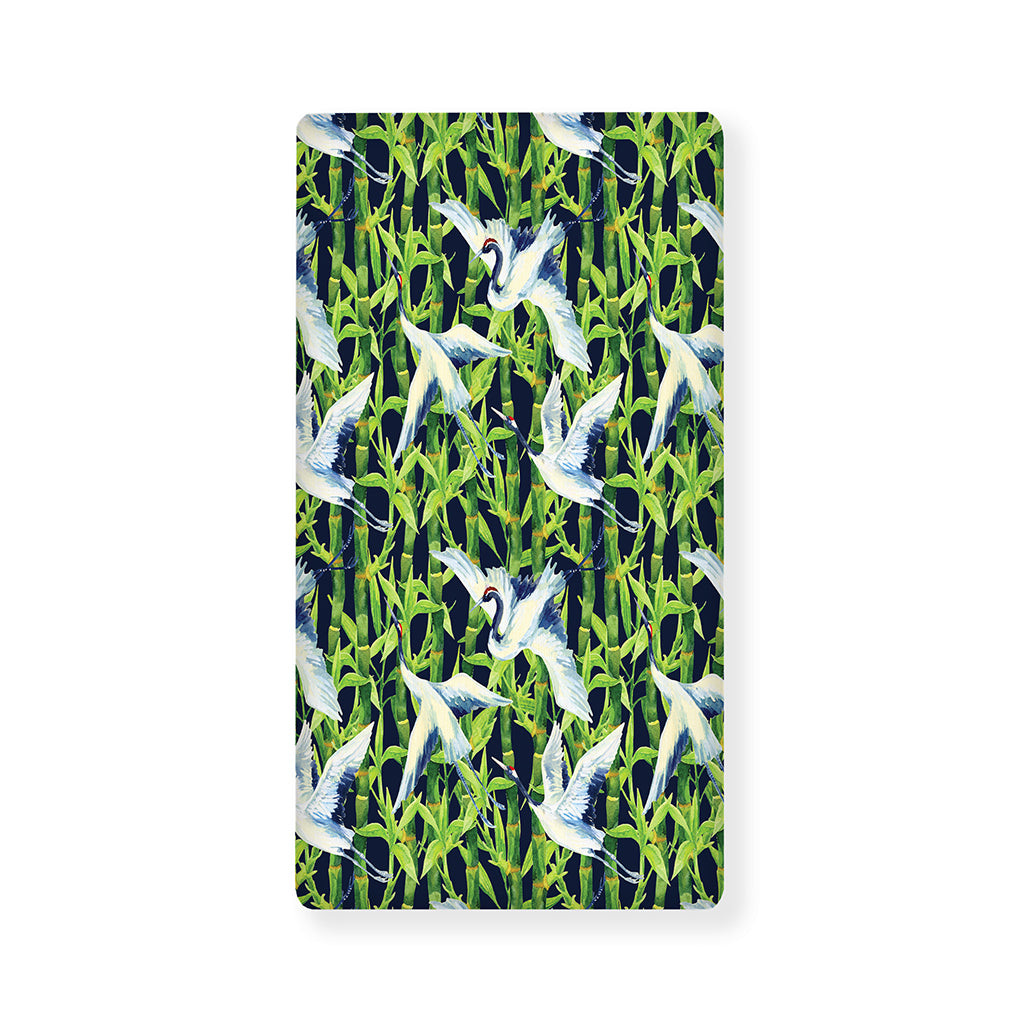 Watercolor Crane Bird Pattern Print Baby Crib Sheet