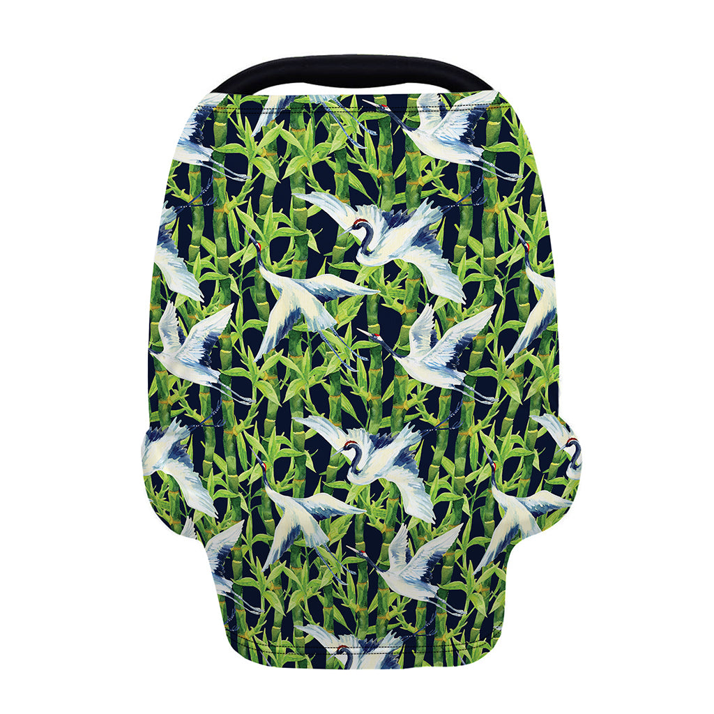Watercolor Crane Bird Pattern Print Baby Seat Cover