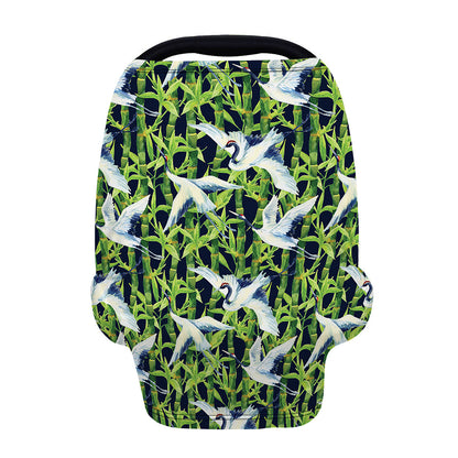 Watercolor Crane Bird Pattern Print Baby Seat Cover