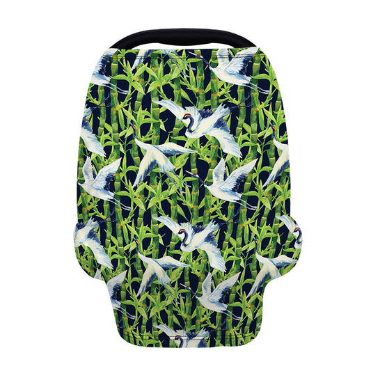 Watercolor Crane Bird Pattern Print Baby Seat Cover