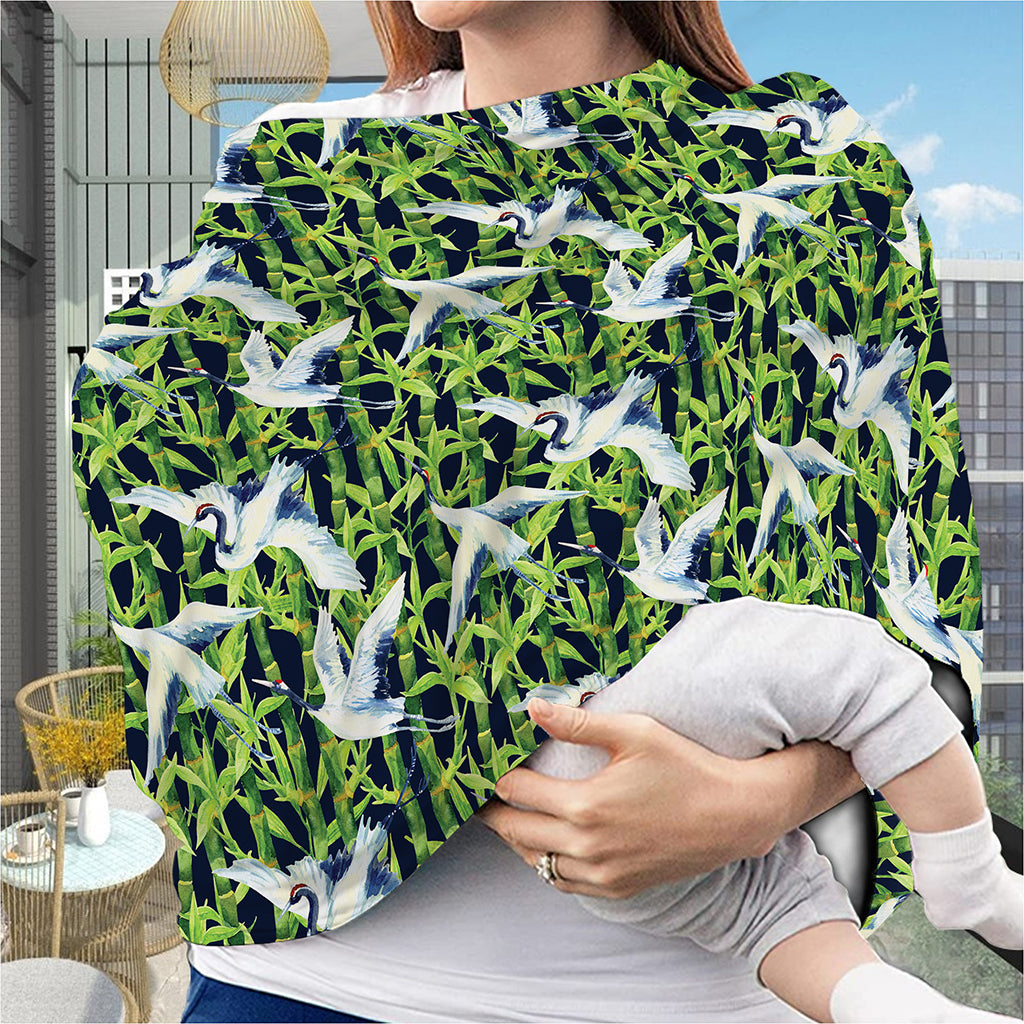 Watercolor Crane Bird Pattern Print Baby Seat Cover