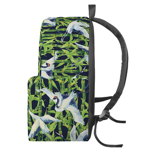 Watercolor Crane Bird Pattern Print Backpack