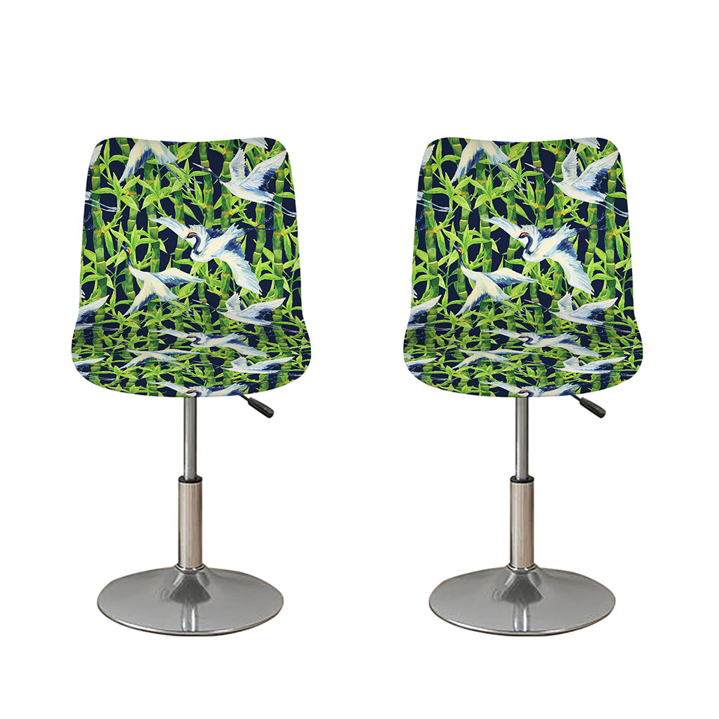Watercolor Crane Bird Pattern Print Bar Stool Covers